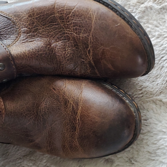 Born Thick Distressed Leather Knee High Riding Boots Calf Stretchers Size 7 / 38 - Picture 2 of 8